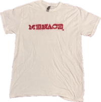 a white t - shirt with a red logo on it